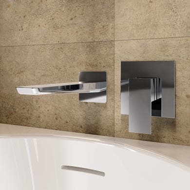 Chrome Bath Filler Spout Thermostatic Mixer Shower Set - Zana