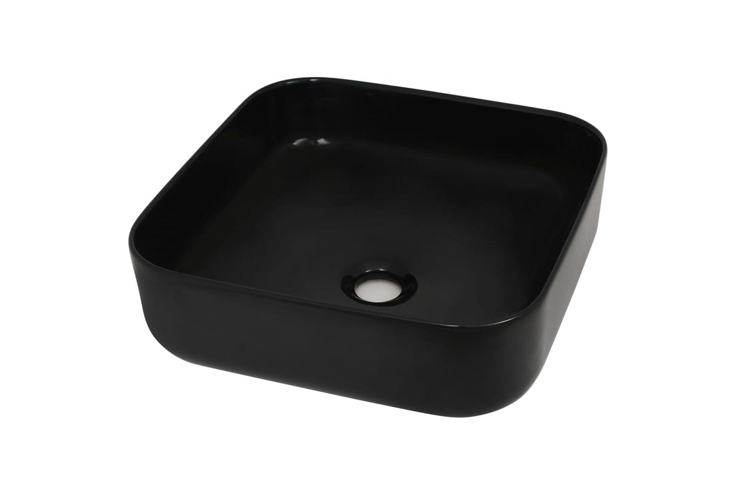 vidaXL 142733 Basin Ceramic Square Black 38x38x13.5cm