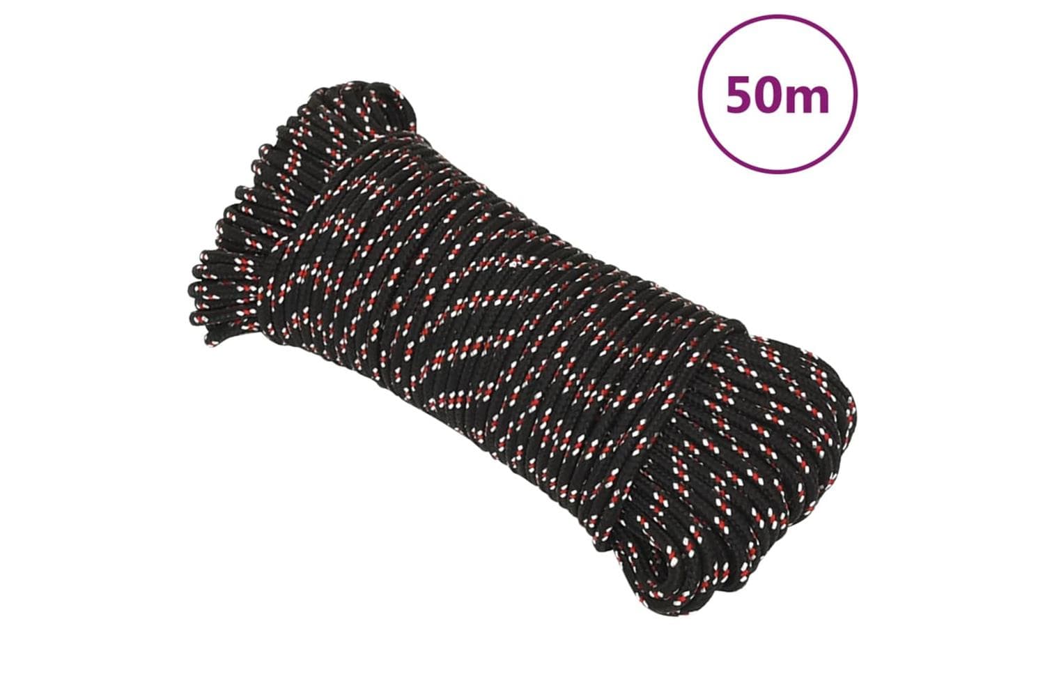 vidaXL 152333 Boat Rope Black 5mm 50 M Polypropylene