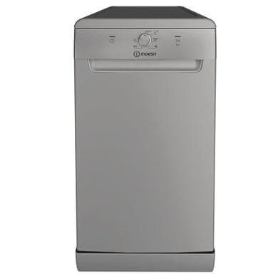 Indesit Freestanding Slimline Dishwasher - Eco Programme, D-Rated, Silver