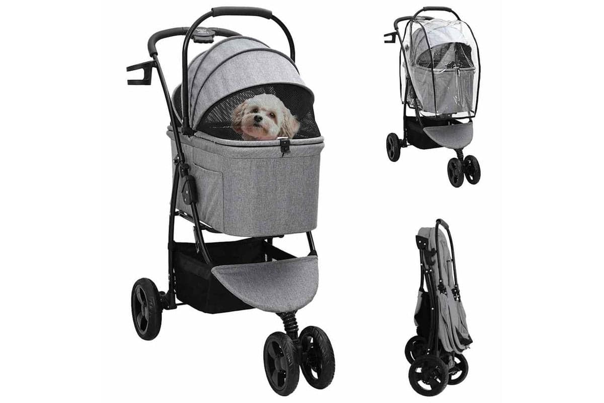 Vidaxl Folding Pet Stroller Grey 78 X 54 X 101 Cm 600d Oxford Fabric