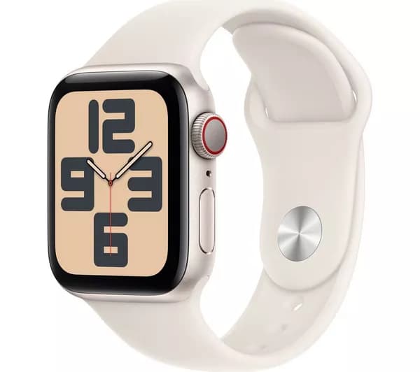APPLE Watch SE Cellular - 40 mm Starlight Aluminium Case with Starlight Sport Band, S/M