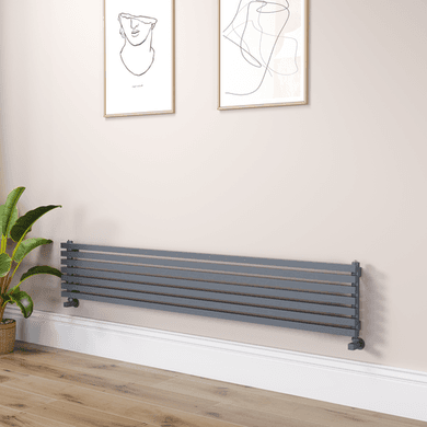 Ravello Linea Dark Grey Anthracite Square Designer Radiator 315x1800mm Single Panel 2556 BTU - Horizontal Bars