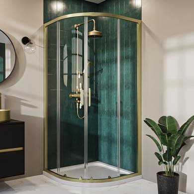 Brushed Brass - Quadrant Shower Enclosure 8mm