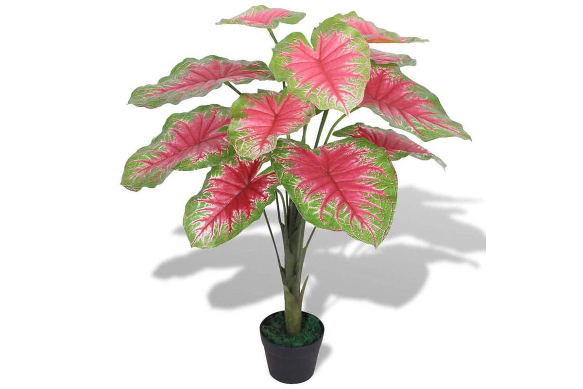 Artificial Caladium Plant With Pot 85 Cm Green And Red