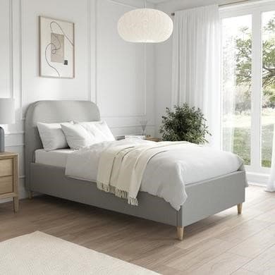 Grey - Upholstered Bed frame with Headboard - Zara