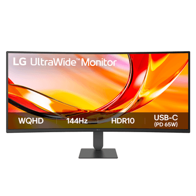 Refurbished LG UltraWide 34" VA QHD 144Hz USB-C Height-Adjustable Curved Monitor
