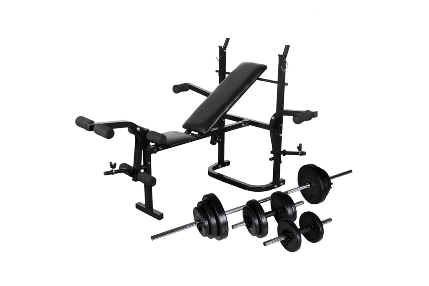 Vidaxl 275368 Weight Bench With Weight Rack, Barbell And Dumbbell Set 30.5kg