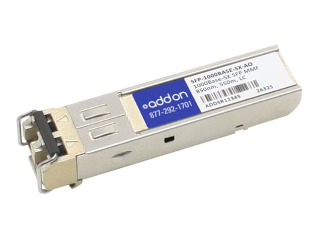 ADDON NETWORKING - AddOn MSA Compliant 1000Base-SX SFP Transceiver - SFP (mini-GBIC) transceiver module - 1GbE - 1000Base-SX - LC multi-mode - up to 550 m - 850 nm