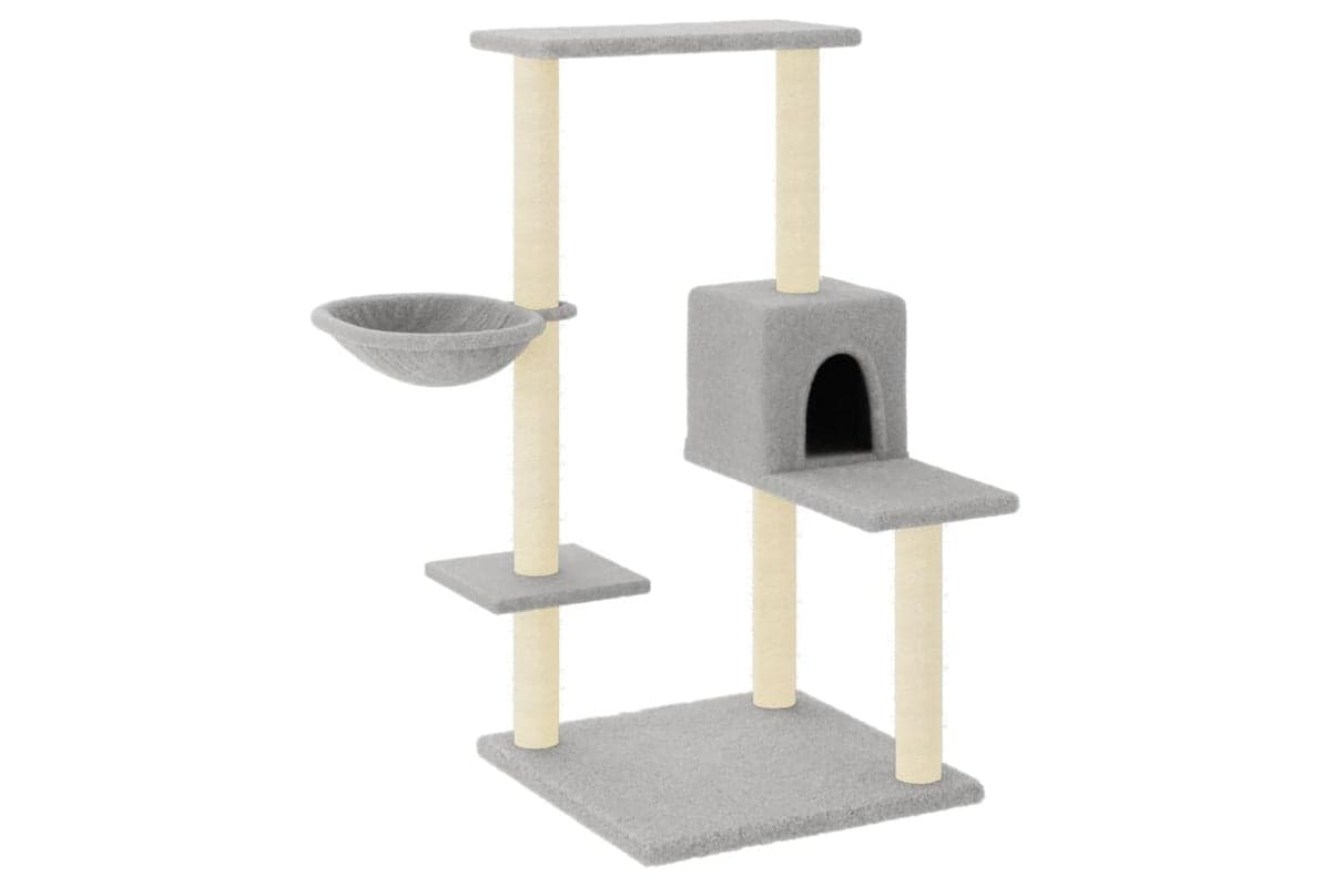 Cat Tree With Sisal Scratching Posts Light Grey 95 Cm
