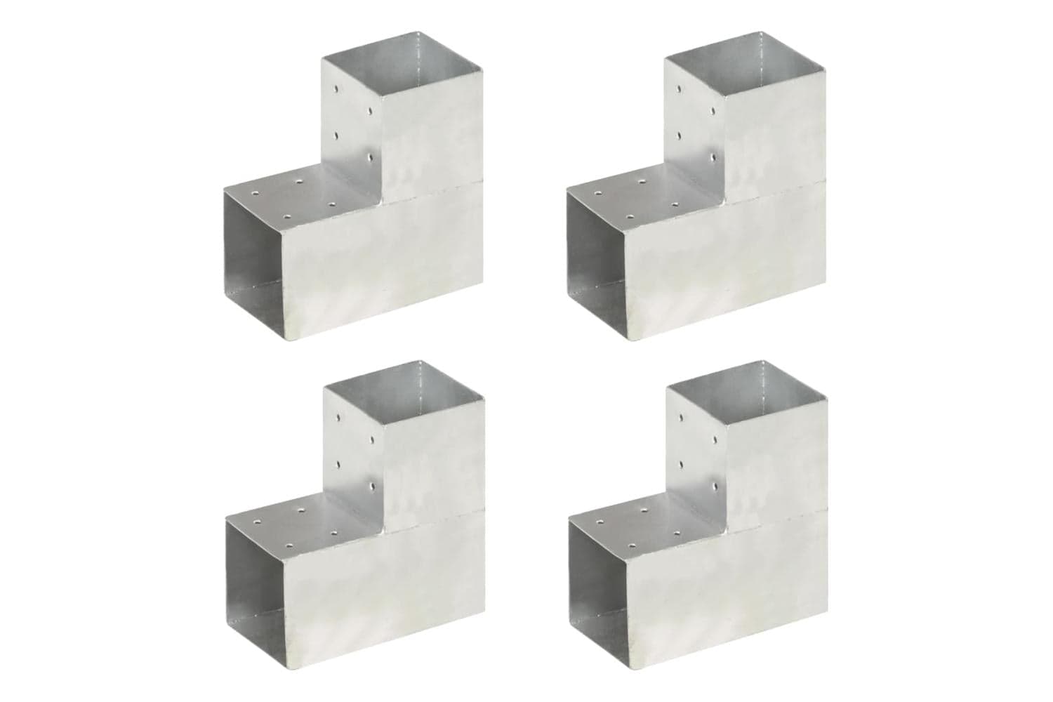 vidaXL 145478 Post Connectors 4 Pcs L Shape Galvanised Metal 101x101mm