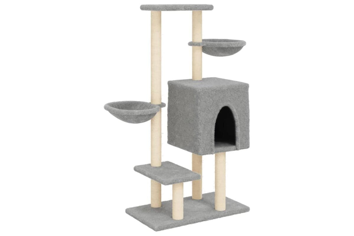Cat Tree With Sisal Scratching Posts Light Grey 117 Cm