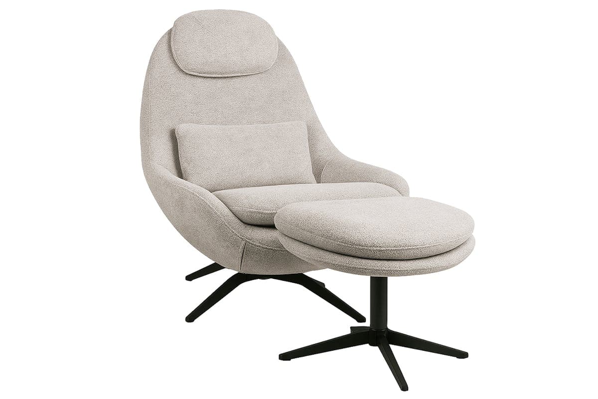 Maye Accent Chair with Footstool | Fabric | Grey