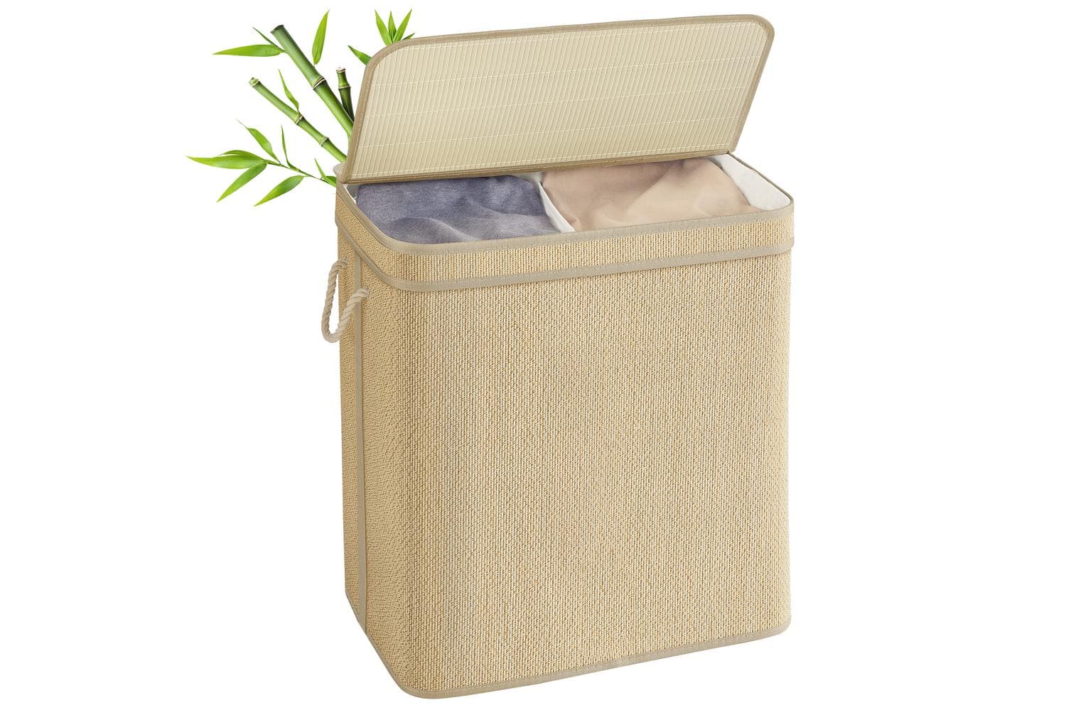 Laundry Hamper | Laundry Basket | Bamboo & Metal | 130 Litre