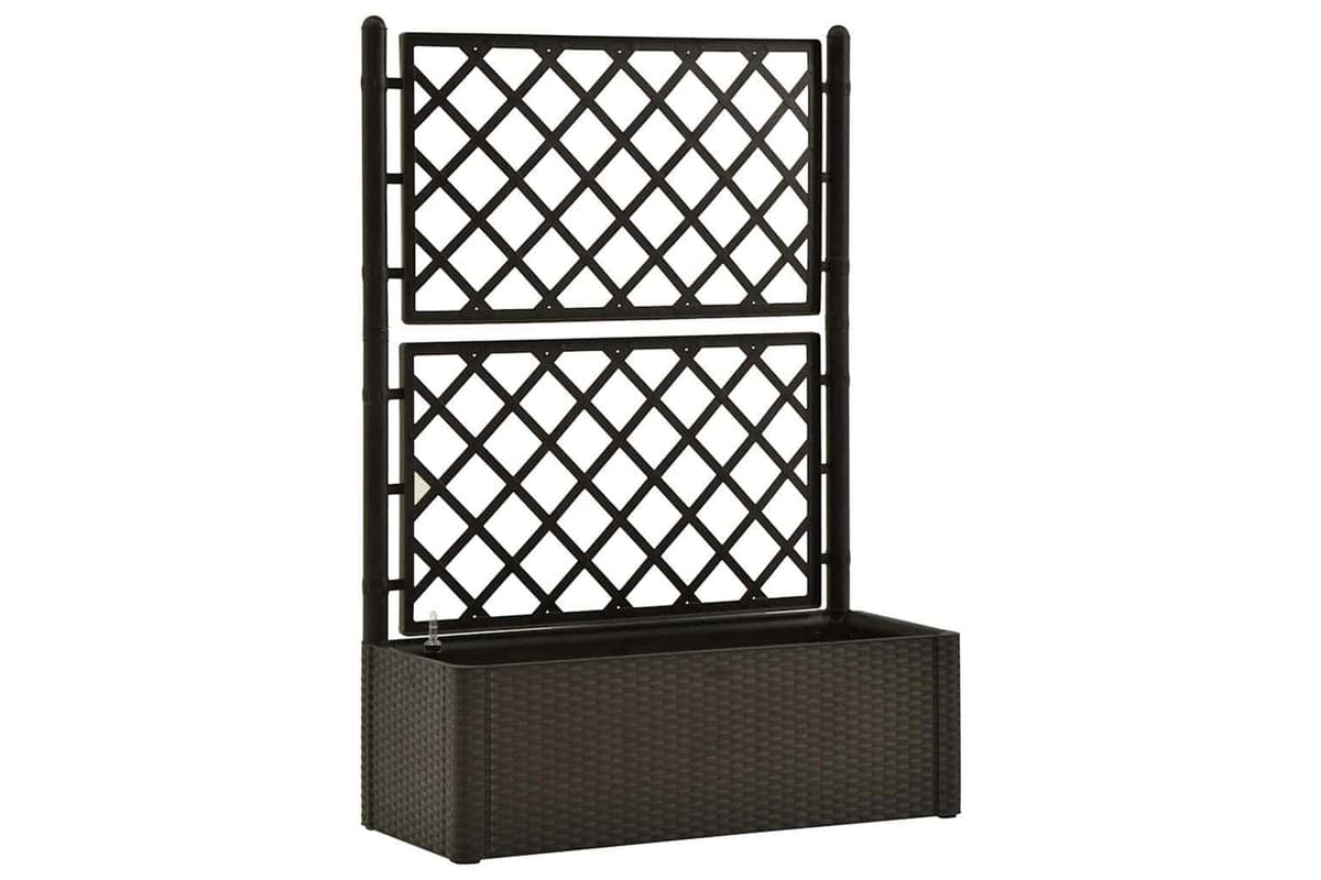 Vidaxl 313968 Garden Raised Bed With Trellis And Self Watering System Mocha