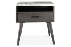 Aspen Bedside Table | 1 Drawer | Marble Effect Top