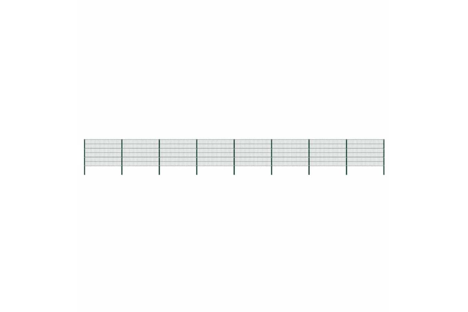 Vidaxl 278668 Fence Panel With Posts Iron 13.6x1.2 M Green