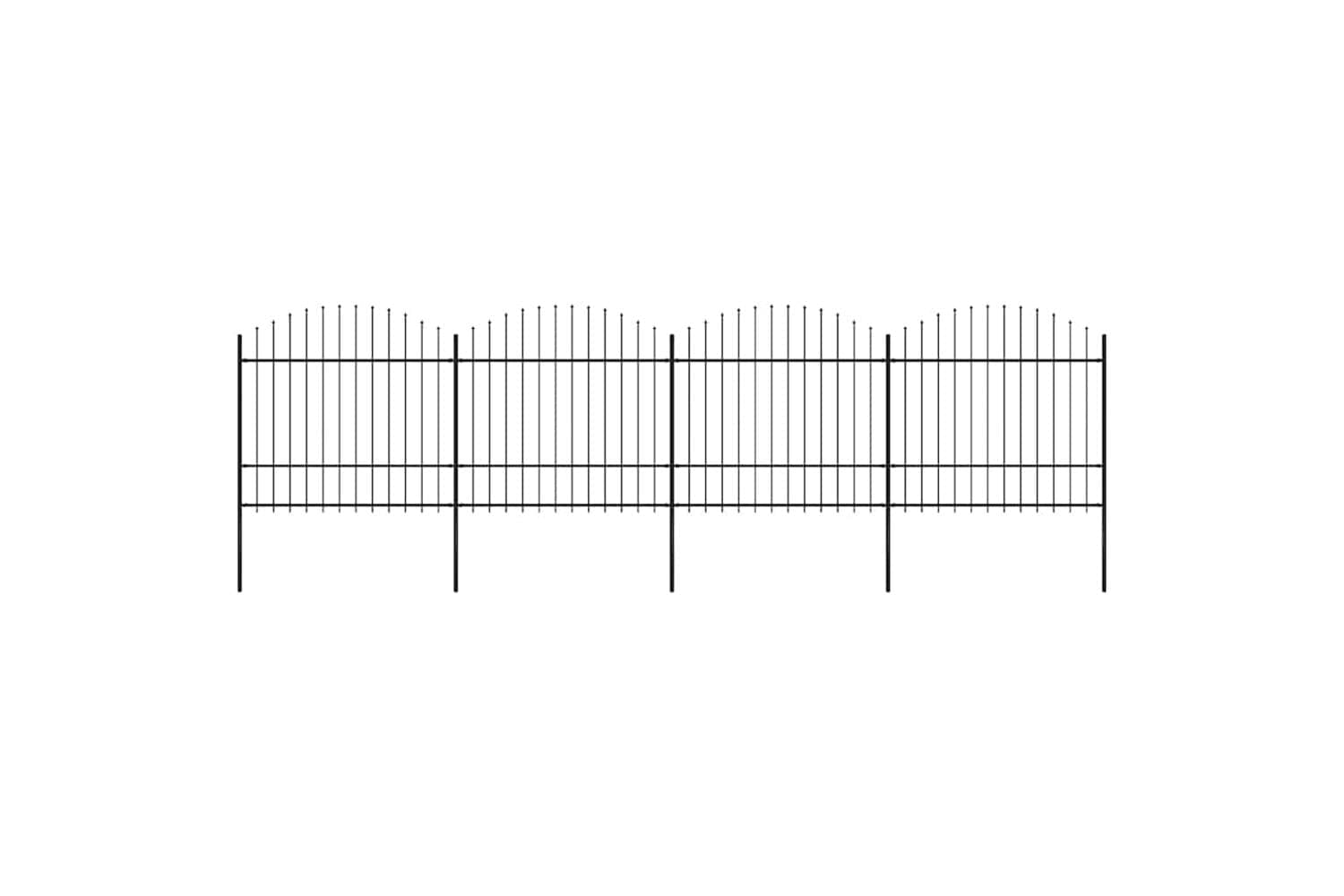 Vidaxl 277742 Garden Fence With Spear Top Steel (1.5-1.75)x6.8 M Black