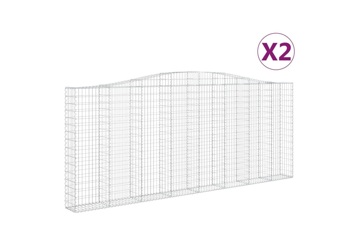 vidaXL 3145865 Arched Gabion Baskets 2 Pcs 400x30x160/180cm Galvanised Iron