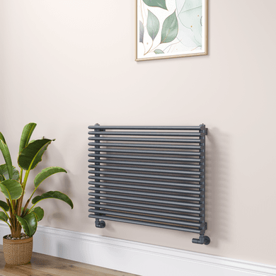 Ventura Linea Dark Grey Anthracite Oval Unique Designer Radiator 595x800mm Single Panel 2386 BTU - Horizontal Bars