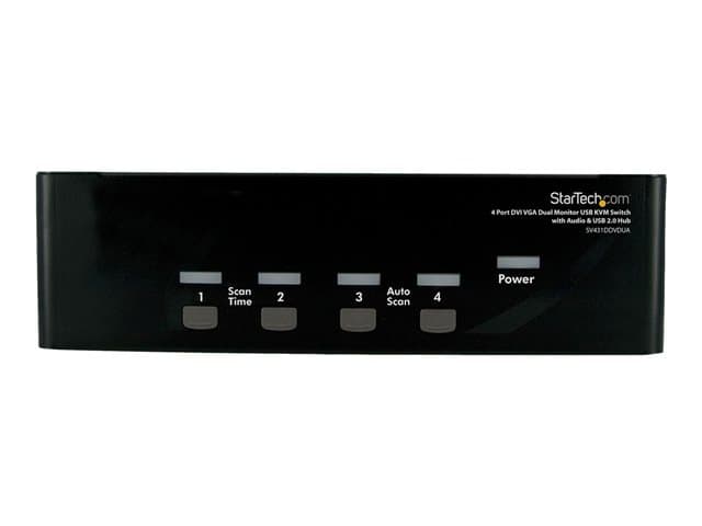 STARTECH.COM - Startech 4 Port DVI VGA Dual Monitor KVM Switch USB with Audio and USB 2.0 Hub (SV431DDVDUA) - KVM / audio / USB switch - 4 x KVM / audio / USB - 1 local user - desktop - for P/N: IM12D1500P, SVA12M2NEUA, SVA12M5NA, USBDVI4N1A6, USBVGA4N1A10, USBVGA4N1A6