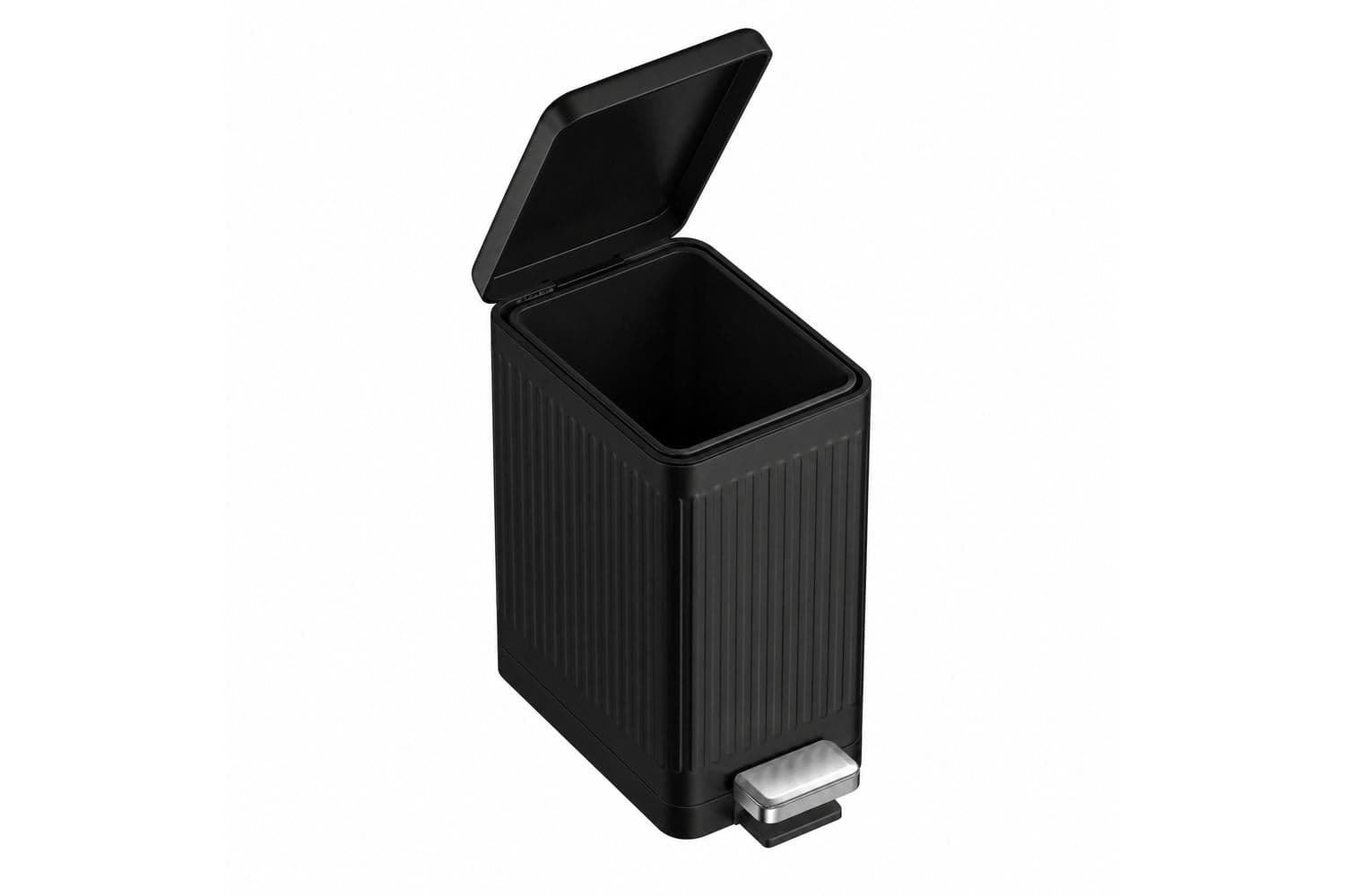 Slim Bathroom Pedal Bin | Pedal Waste Bin | Stainless Steel | 10 Litre | Black