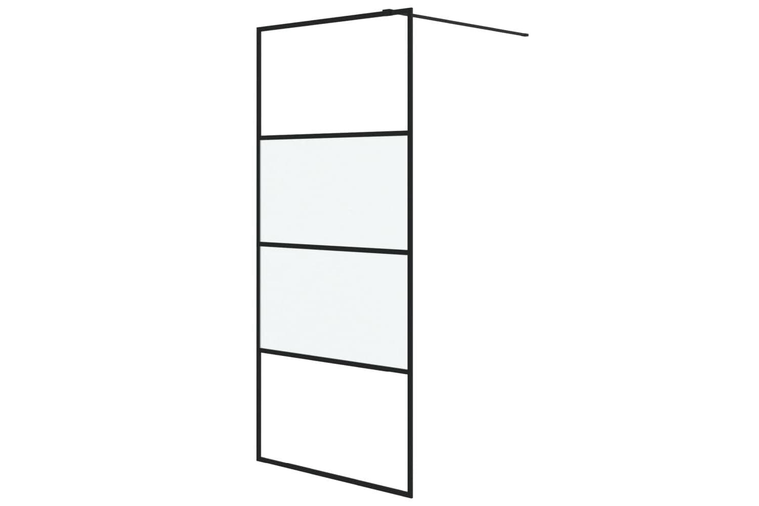 vidaXL 152126 Walk-in Shower Wall Black 90x195cm Half Frosted Esg Glass