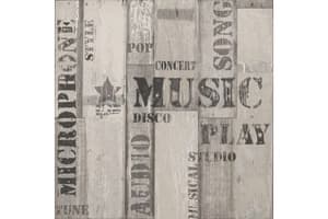 Noordwand 425305 Urban Friends & Coffee Wallpaper Wooden Planks Words Grey And Black