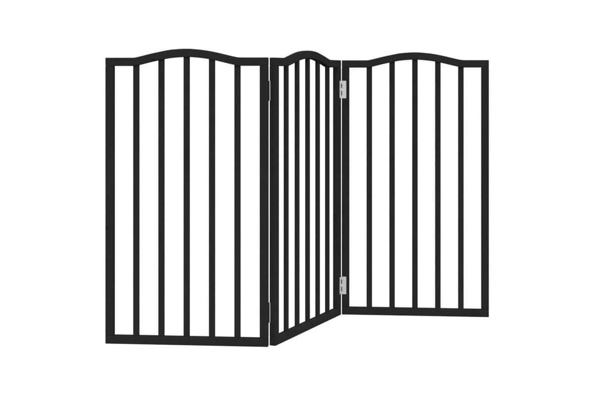 Vidaxl Dog Gate Foldable 3 Panels Black 150 Cmpoplar Wood