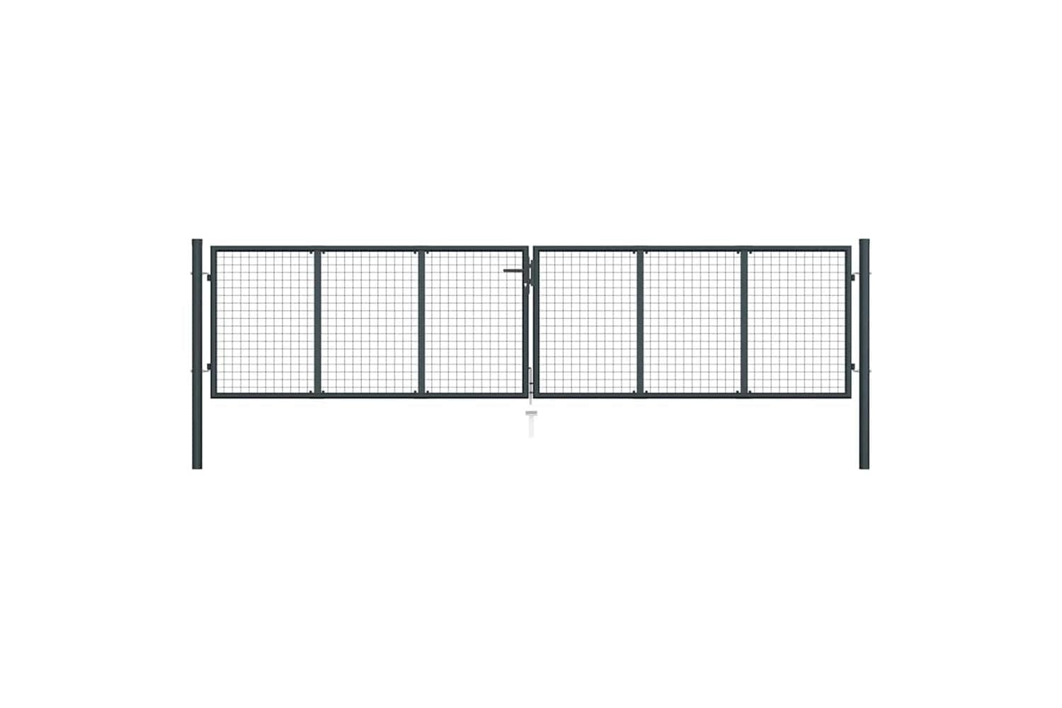vidaXL 145776 Mesh Garden Gate Galvanised Steel 400x125cm Grey