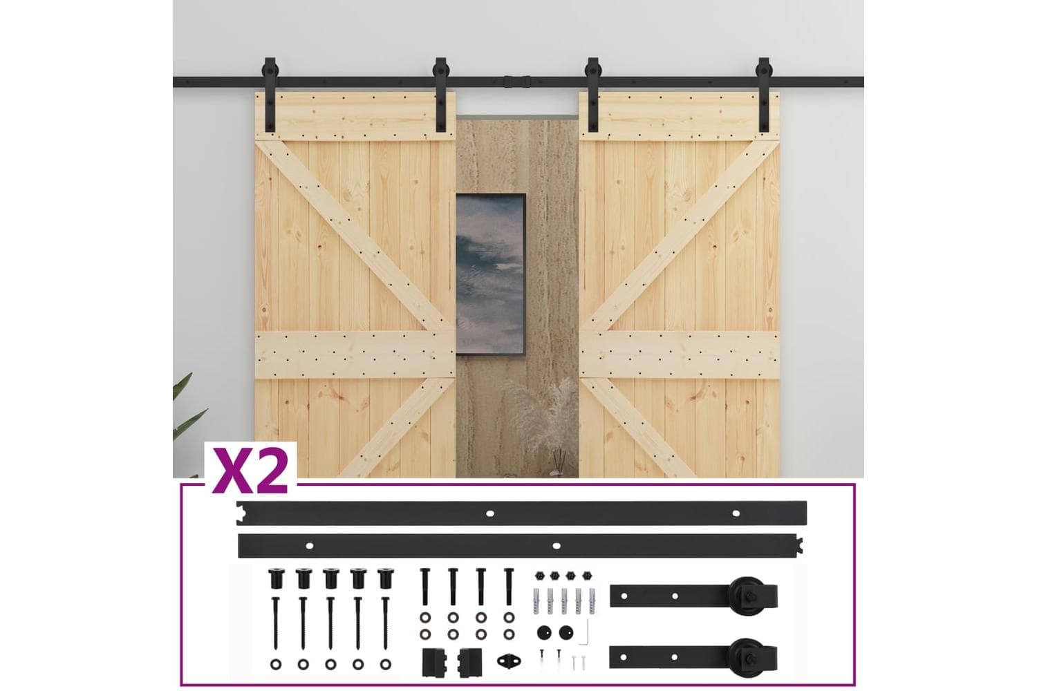 vidaXL Sliding Door With Hardware Set