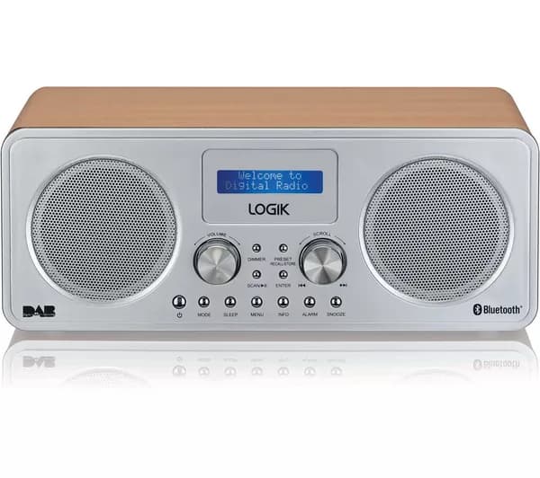 LOGIK L75DAB20 Portable DAB/FM Bluetooth Radio - Silver & Wood
