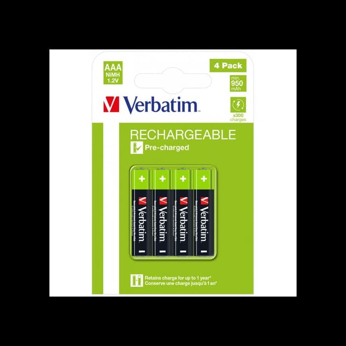 Verbatim 49514, AAA Rechargeable Batteries - 4 Pack