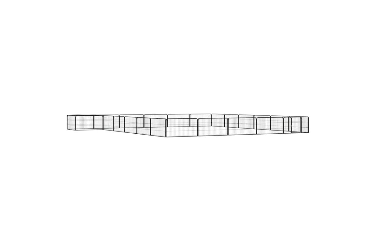 vidaXL 3115980 24-panel Dog Playpen Black 100x50cm Powder-coated Steel