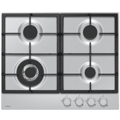 CDA 60cm 4 Burner Gas Hob with Wok Burner - Stainless Steel