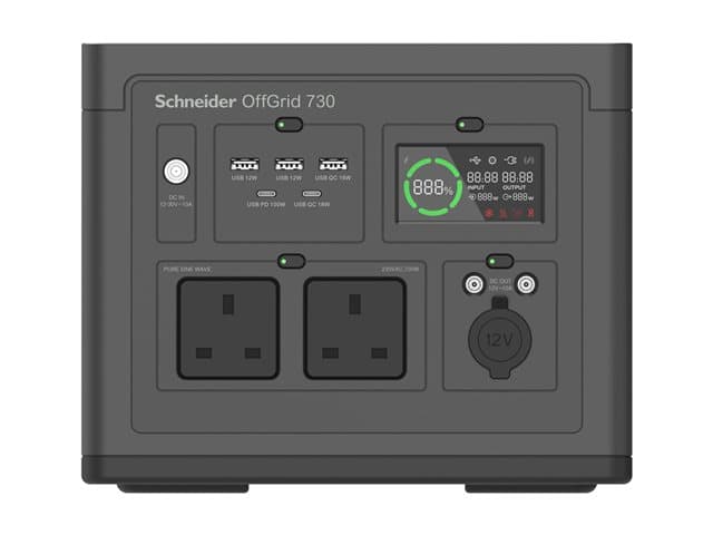 APC - Schneider OffGrid 730 - portable power station - LCD, 2 BS1363 outlets, sinewave, 3 USB-A, 2 USB-C, wireless charger - 700 watt - Li-Ion - 738 Wh
