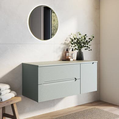 Melbourne 1200mm Green Fluted Wall Hung Countertop Vanity Unit