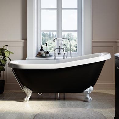 Park Royal Black Freestanding Roll Top Slipper Bath