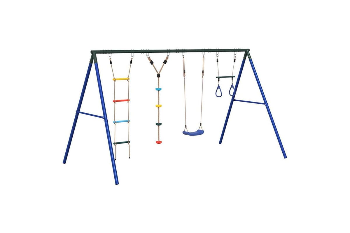 vidaXL 3283614 Outdoor Swing Set With Swing. Trapeze. Ladder. Disc Swing