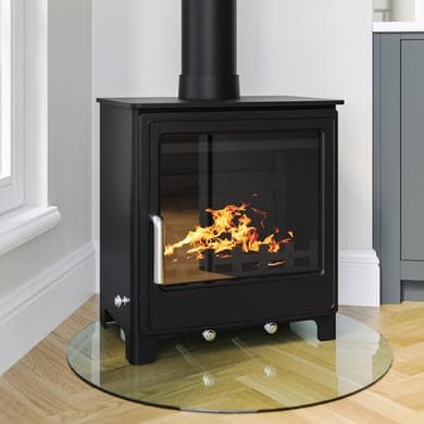 Cast Iron 8kW Log Burning Multi-Fuel Stove in Black - AmberGlo