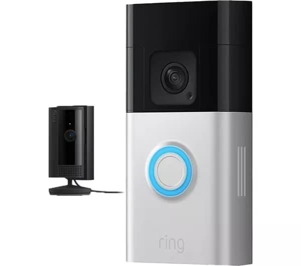 RING Battery Video Doorbell Plus & Indoor Camera (2nd Gen, Black) Full HD 1080p WiFi Security Camera Bundle