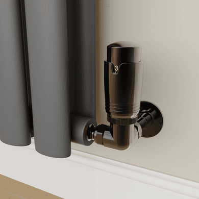 Elego Black Nickel Modern TRV Corner Thermostatic Radiator Valves With Lockshield