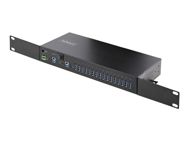 Startech 16-Port Industrial USB 3.0 Hub 5Gbps, Metal, DIN/Surface/Rack Mountable, ESD Protection, Terminal Block Power, up to 120W Shared USB Charging