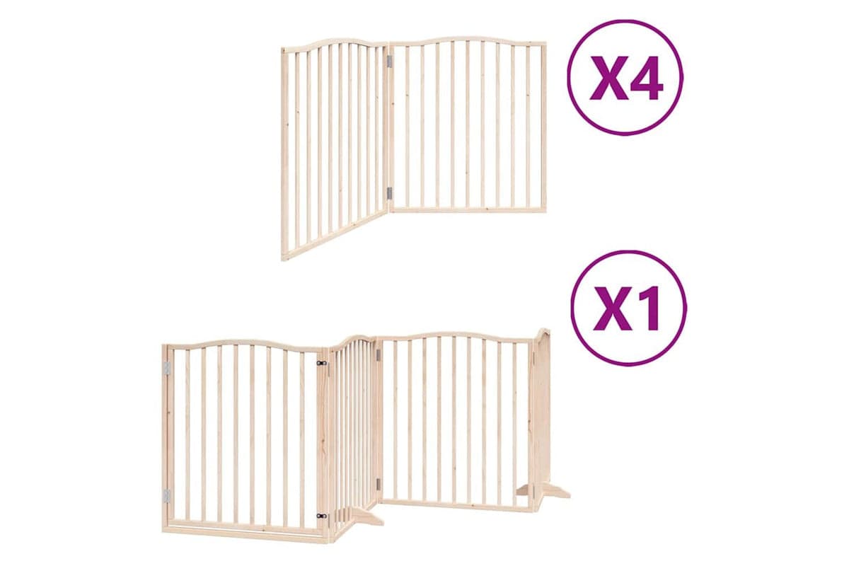 Vidaxl Dog Gate With Door Foldable 12 Panels 960 Cm Poplar Wood