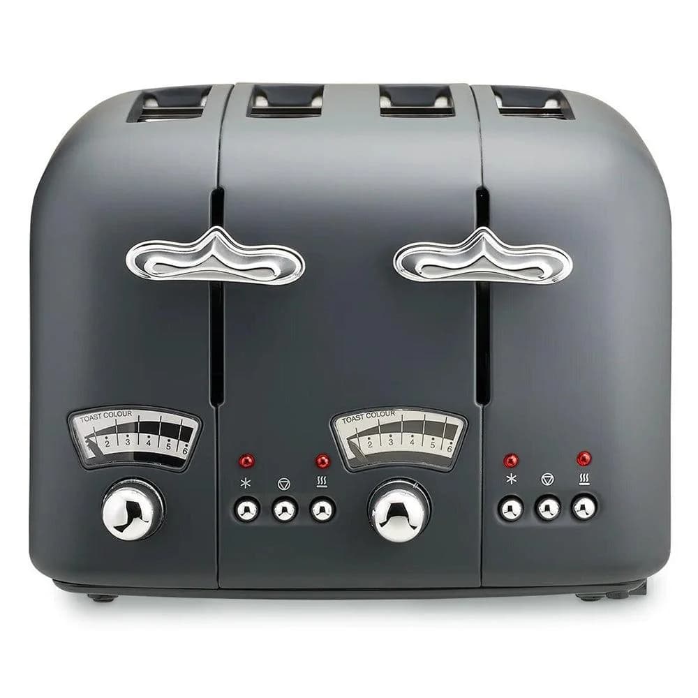 DeLonghi Argento Silva 1800W 4 Slice Toaster - Grey | CT04.GY