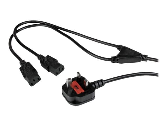 STARTECH.COM - StarTech 6ft (2m) UK Computer Power Cable Y Splitter, 18AWG, BS 1363 to 2x C13 Power Cord, 10A 250V, Replacement AC Power Cord, Monitor Power Cable, BS 1363 to 2x IEC C13 Kettle Lead - PC Power Supply Cable - Power splitter - BS 1363 (M) to power IEC 6032