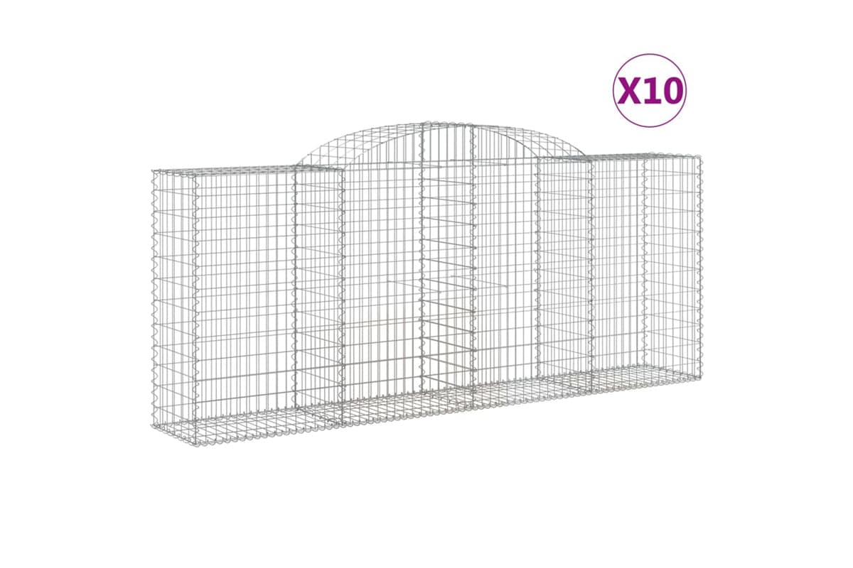 vidaXL 3146727 Arched Gabion Baskets 10 Pcs 300x50x120/140cm Galvanised Iron