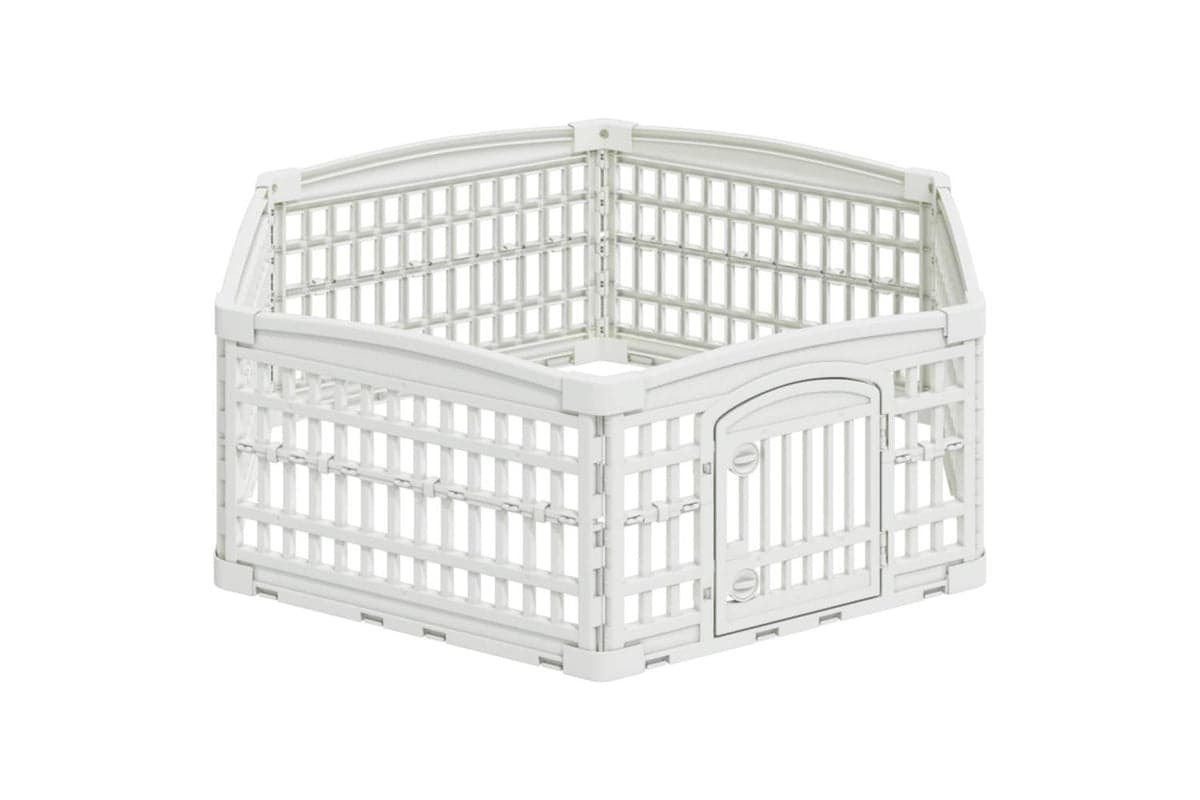 Vidaxl 6 Panel Dog Playpen 122 X 1065 X 40 Cm Plastic White Foldable