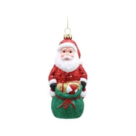 Glitter Santa with Sack Tree Decoration 11cm