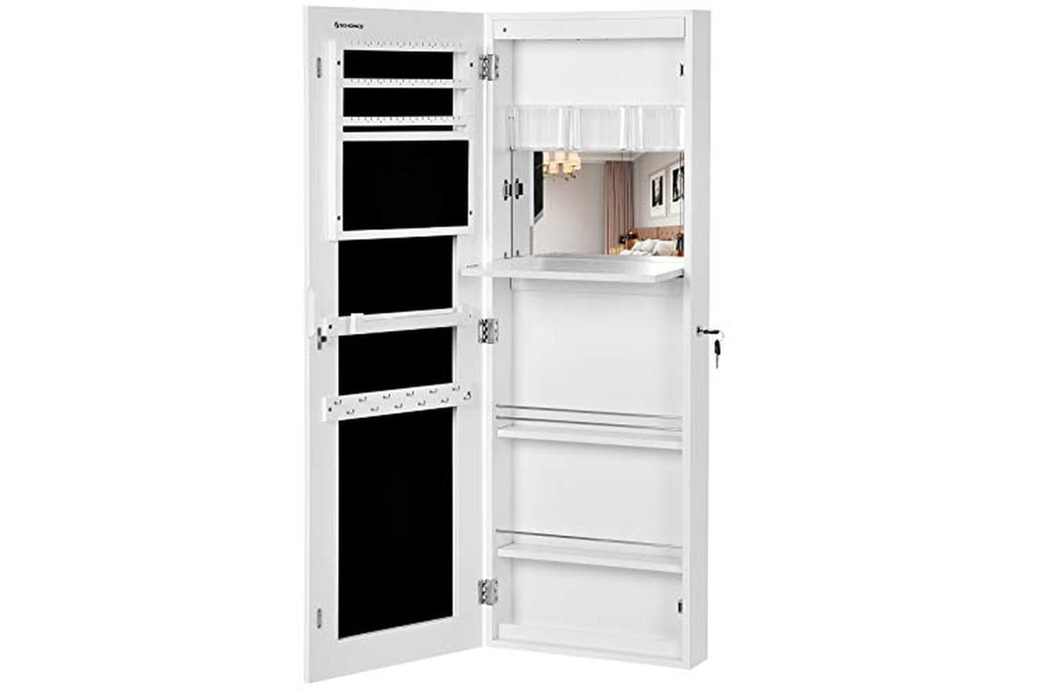 Songmics JBC63WV1 Jewelery Cabinet with Frameless Mirrored Door